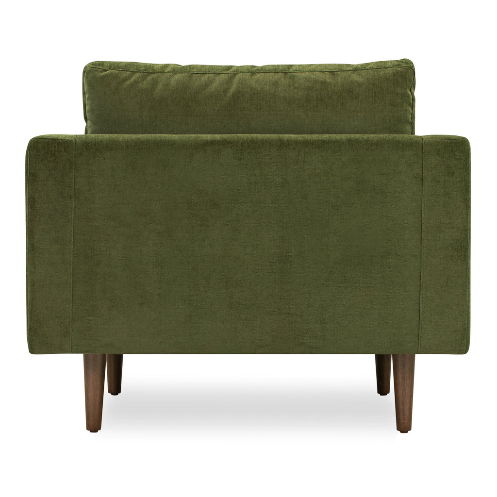 Modern Classic Distressed Green Velvet Lounge Chair with Kiln-Dried