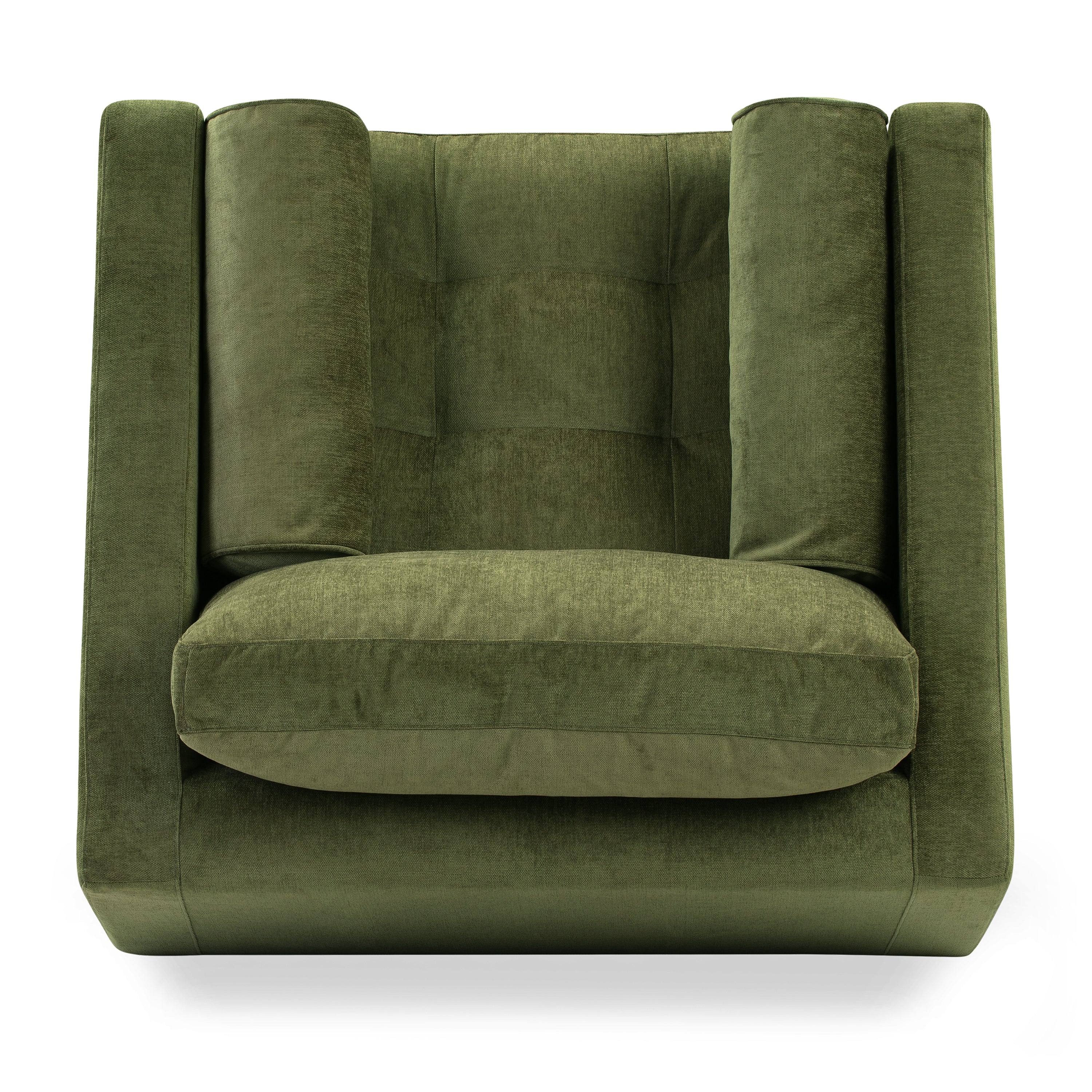 Modern Classic Distressed Green Velvet Lounge Chair with Kiln-Dried