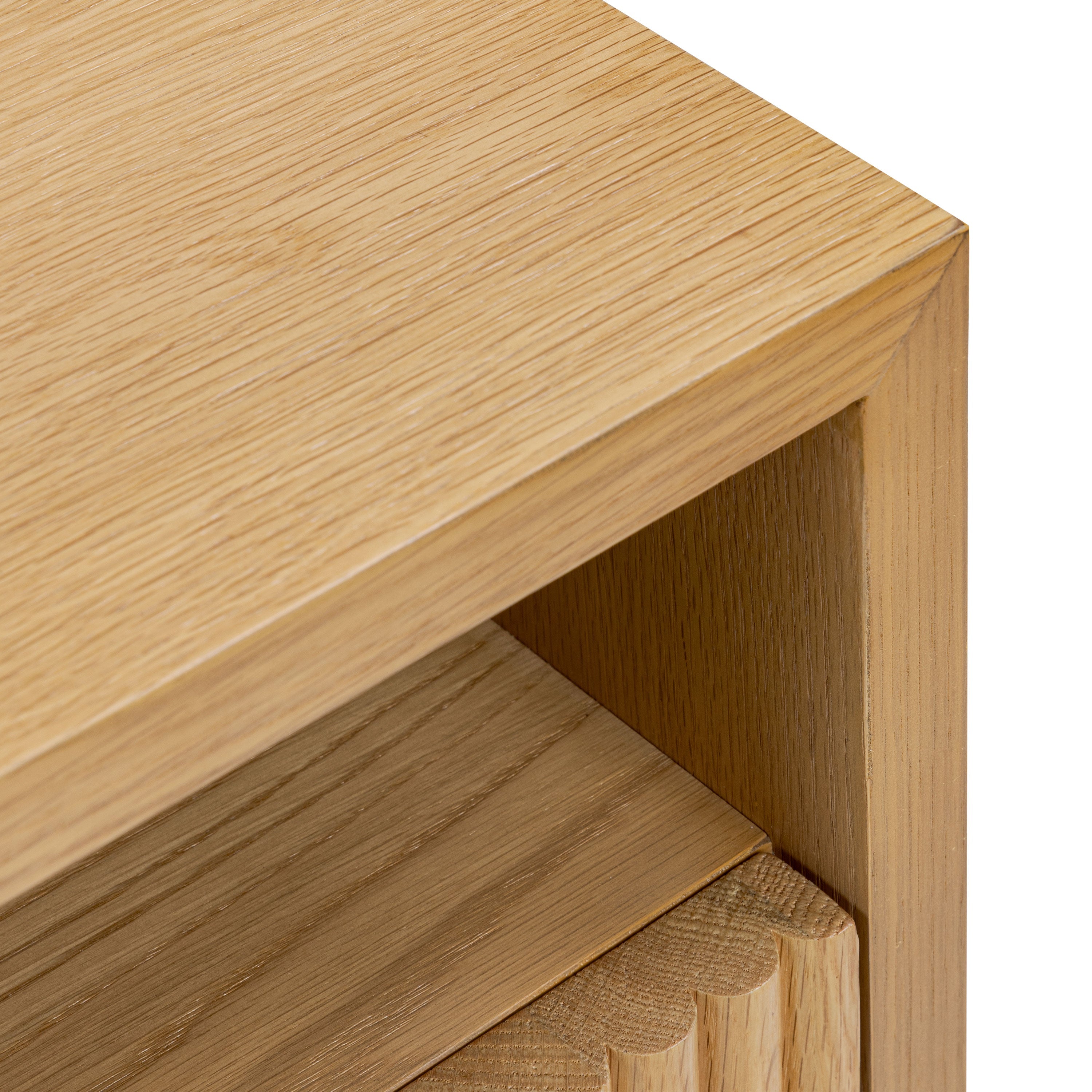 Modern Oak Oak Wood Nightstand with Solid Oak Frame for Bedroom