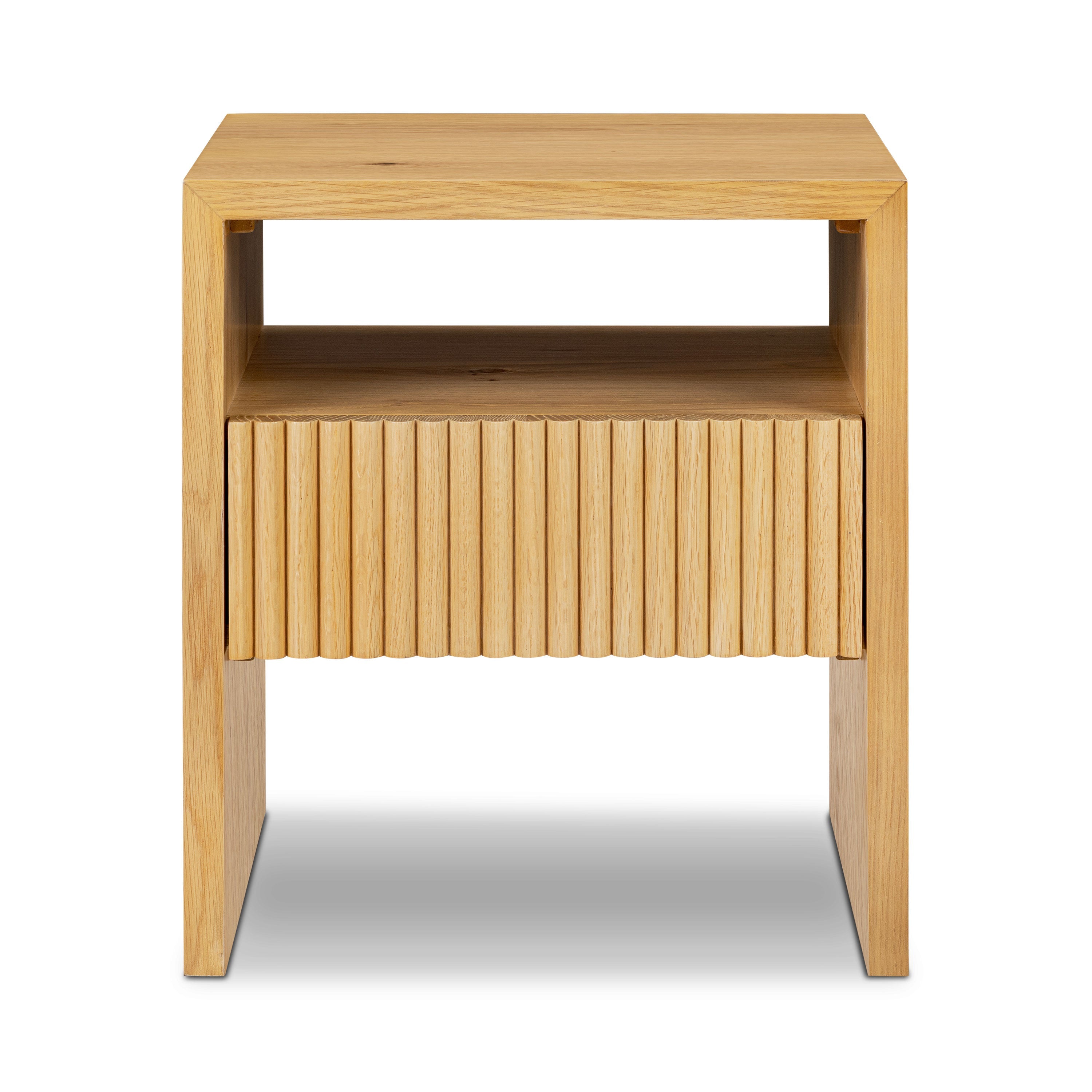 Modern Oak Oak Wood Nightstand with Solid Oak Frame for Bedroom
