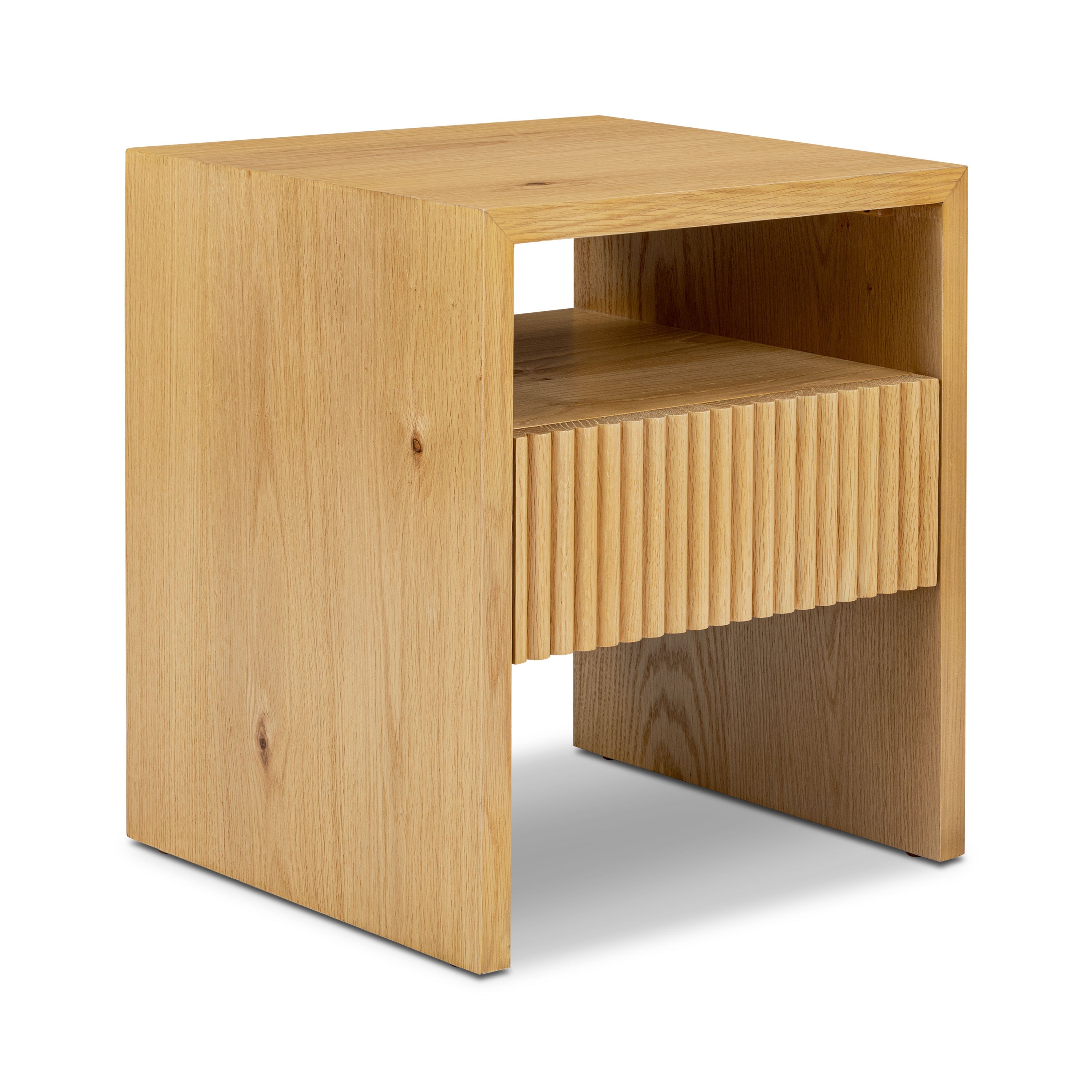 Modern Oak Oak Wood Nightstand with Solid Oak Frame for Bedroom