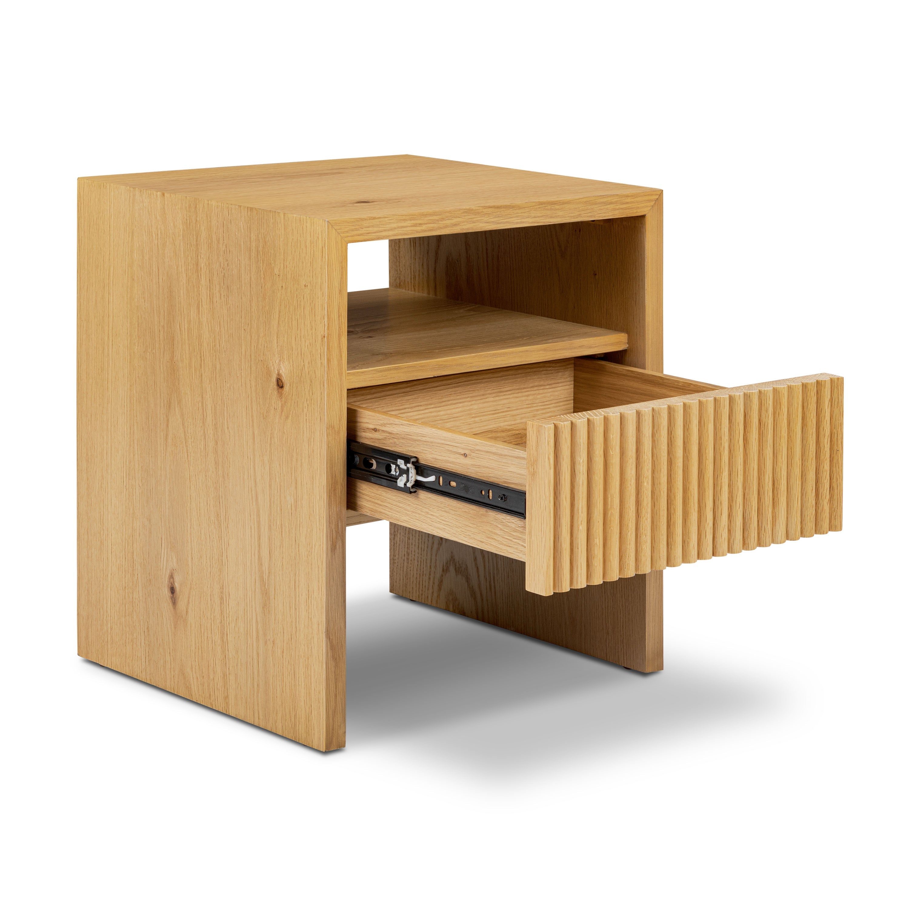 Modern Oak Oak Wood Nightstand with Solid Oak Frame for Bedroom
