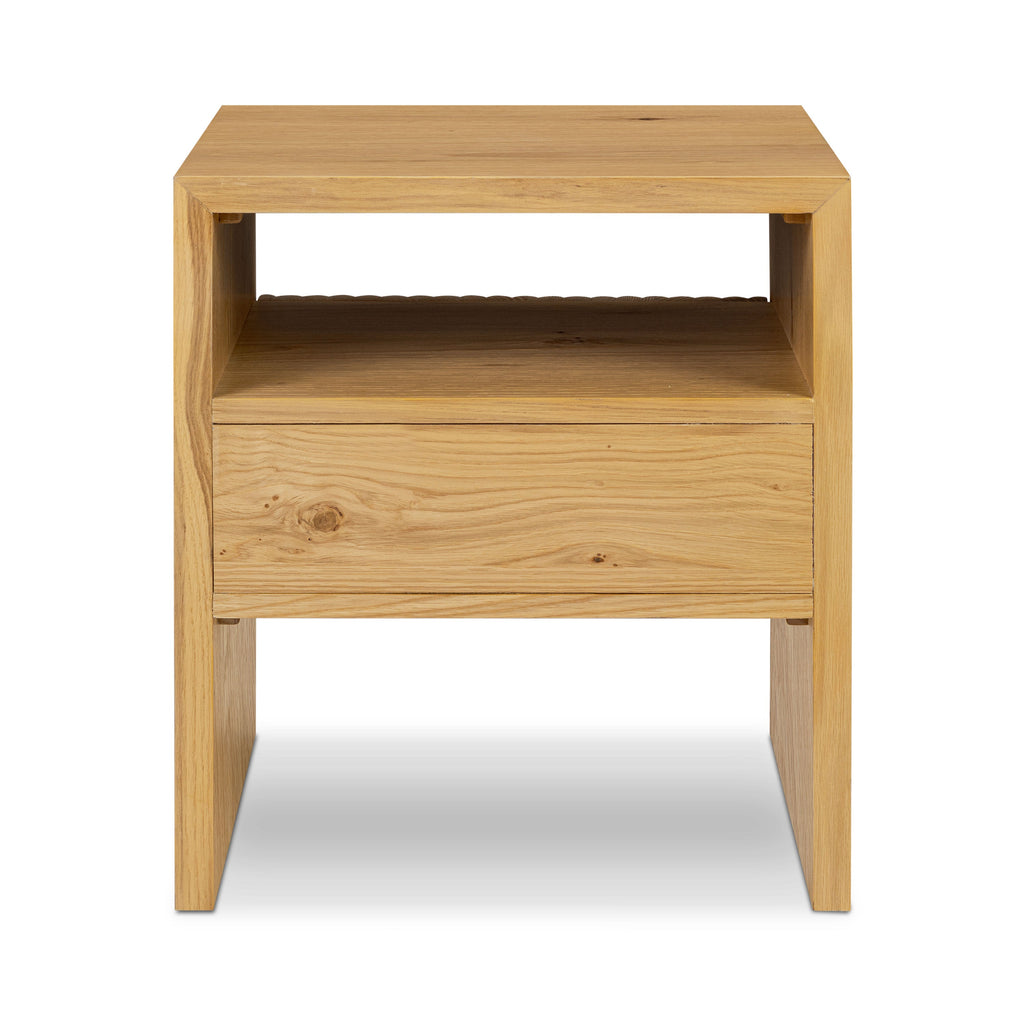 Modern Oak Oak Wood Nightstand with Solid Oak Frame for Bedroom