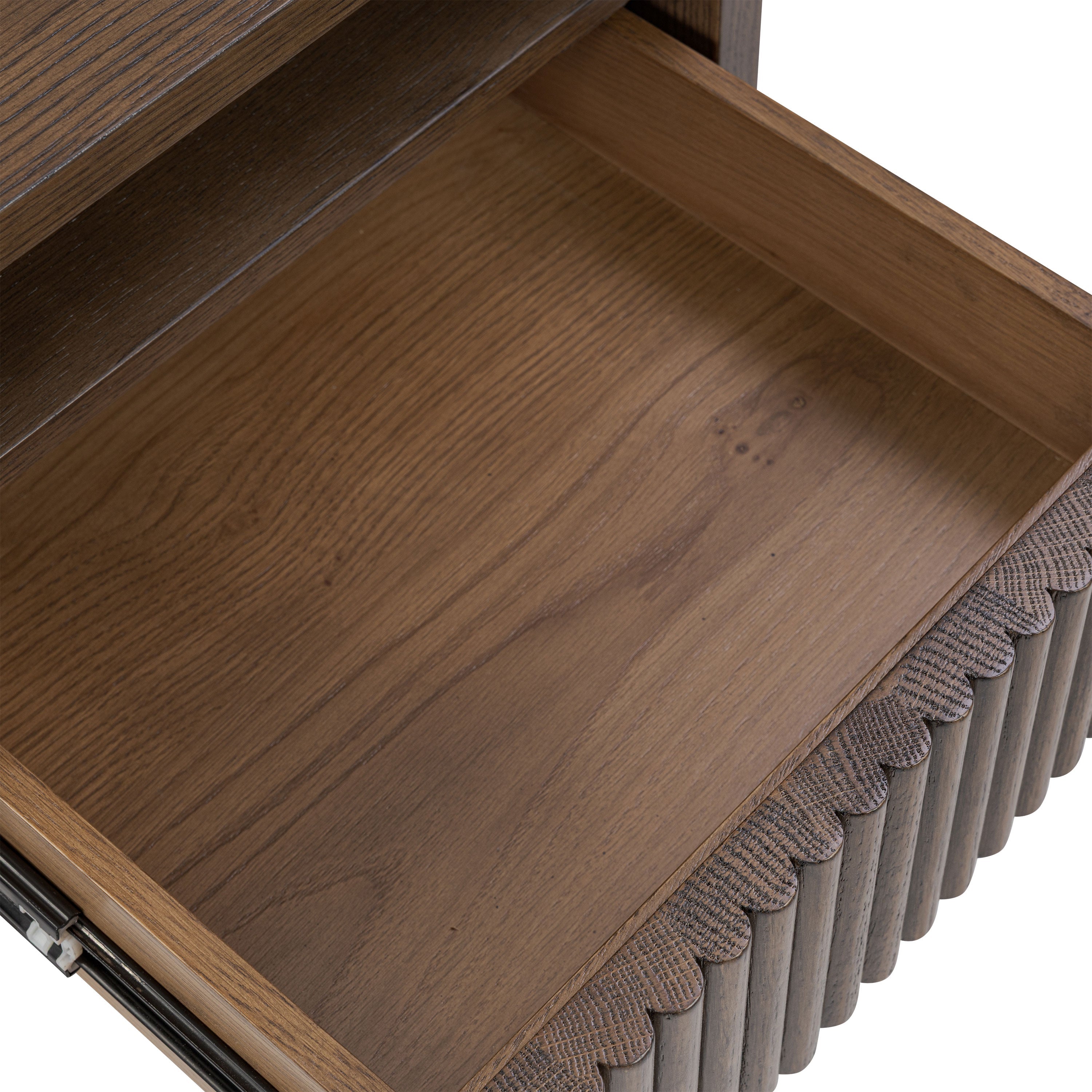 Modern Tundra Brown Nightstand with Solid Oak Frame for Bedroom