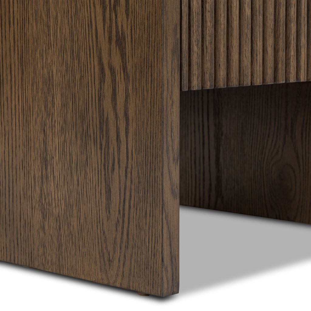 Modern Tundra Brown Nightstand with Solid Oak Frame for Bedroom