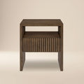 Modern Tundra Brown Nightstand with Solid Oak Frame for Bedroom