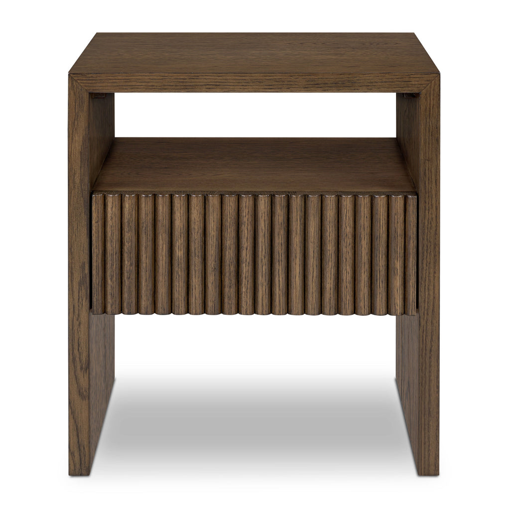 Modern Tundra Brown Nightstand with Solid Oak Frame for Bedroom