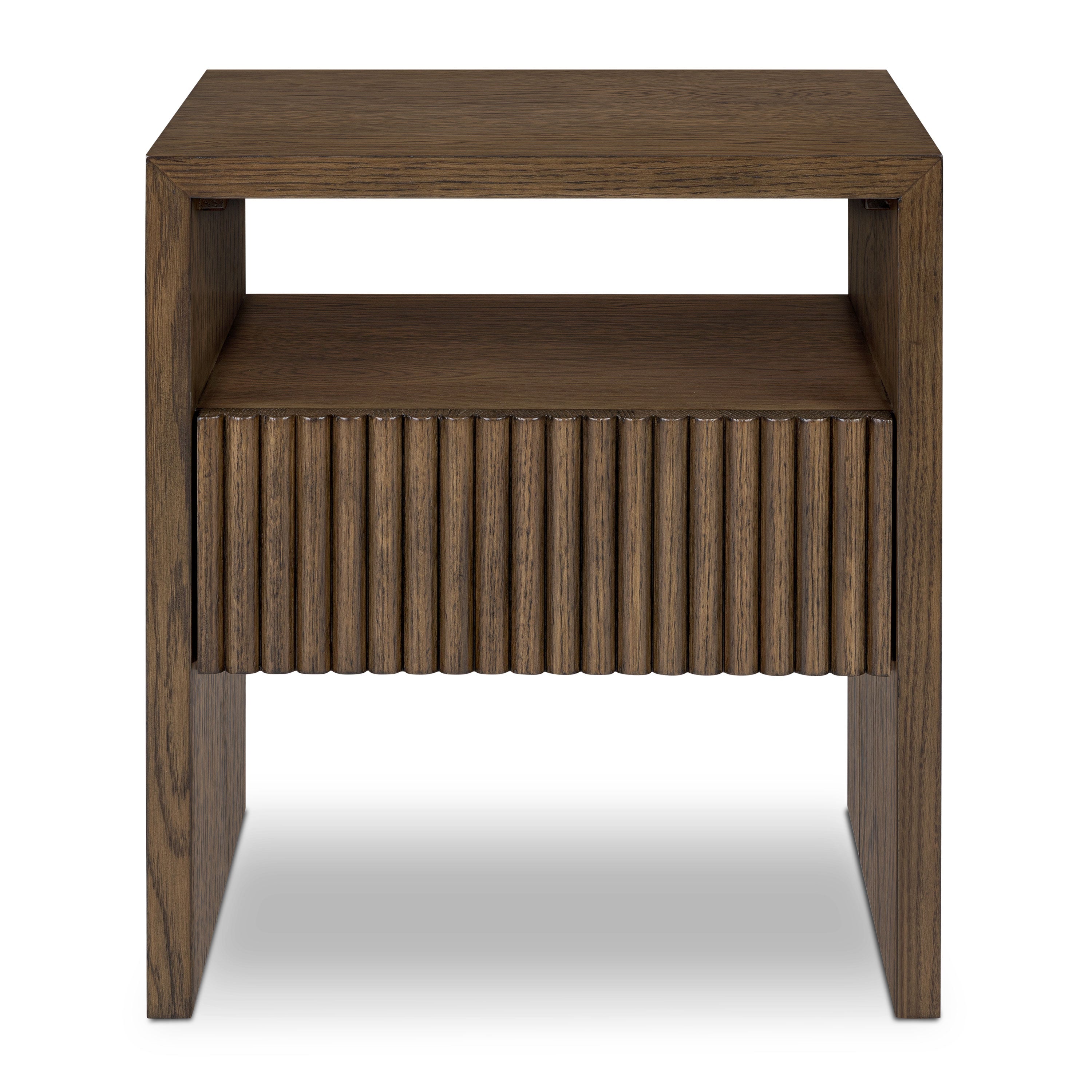 Modern Tundra Brown Nightstand with Solid Oak Frame for Bedroom