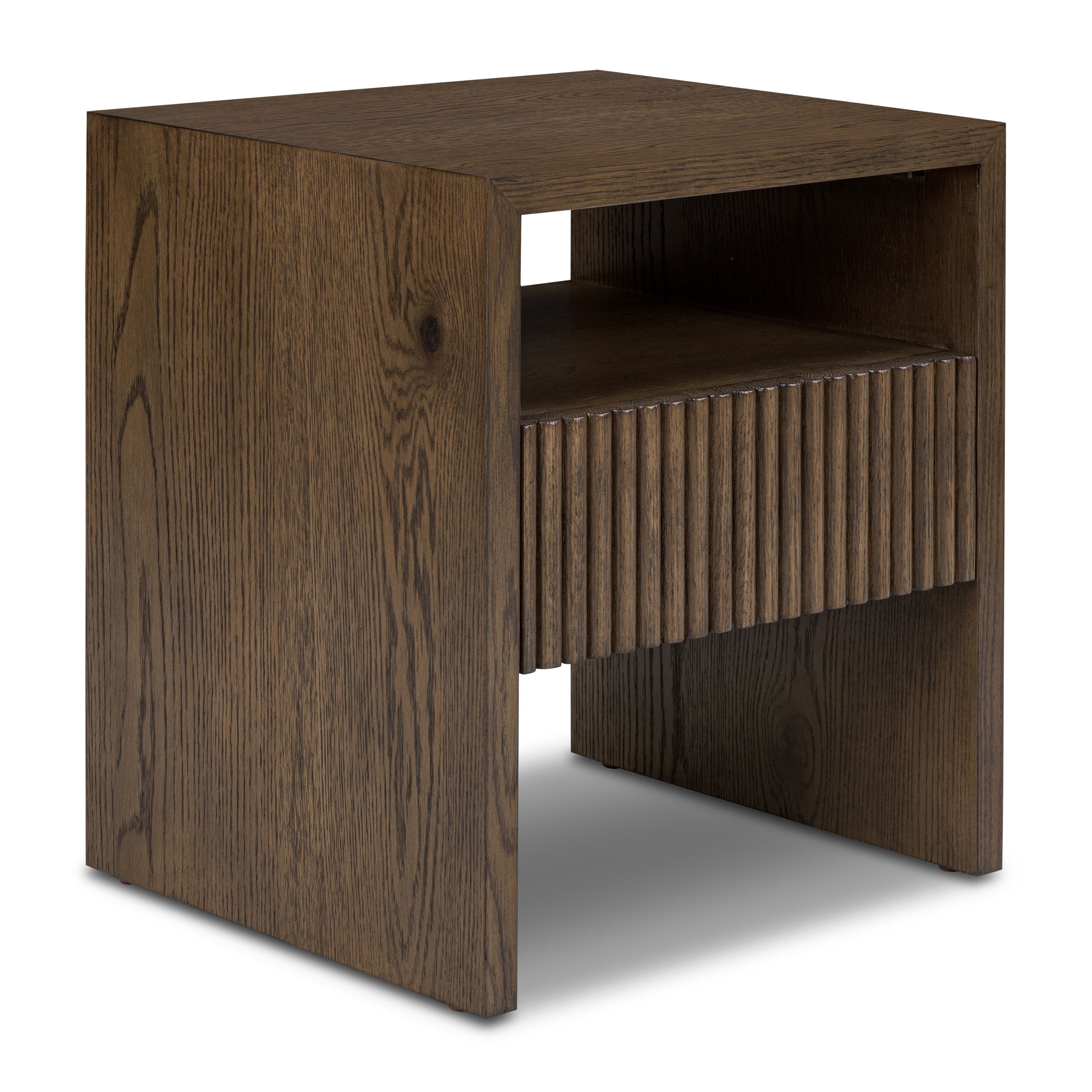 Modern Tundra Brown Nightstand with Solid Oak Frame for Bedroom