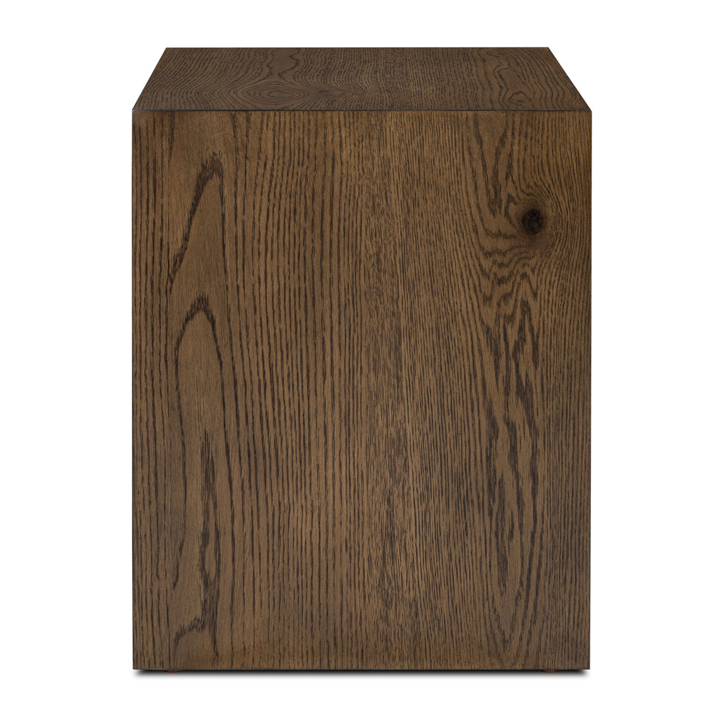 Modern Tundra Brown Nightstand with Solid Oak Frame for Bedroom
