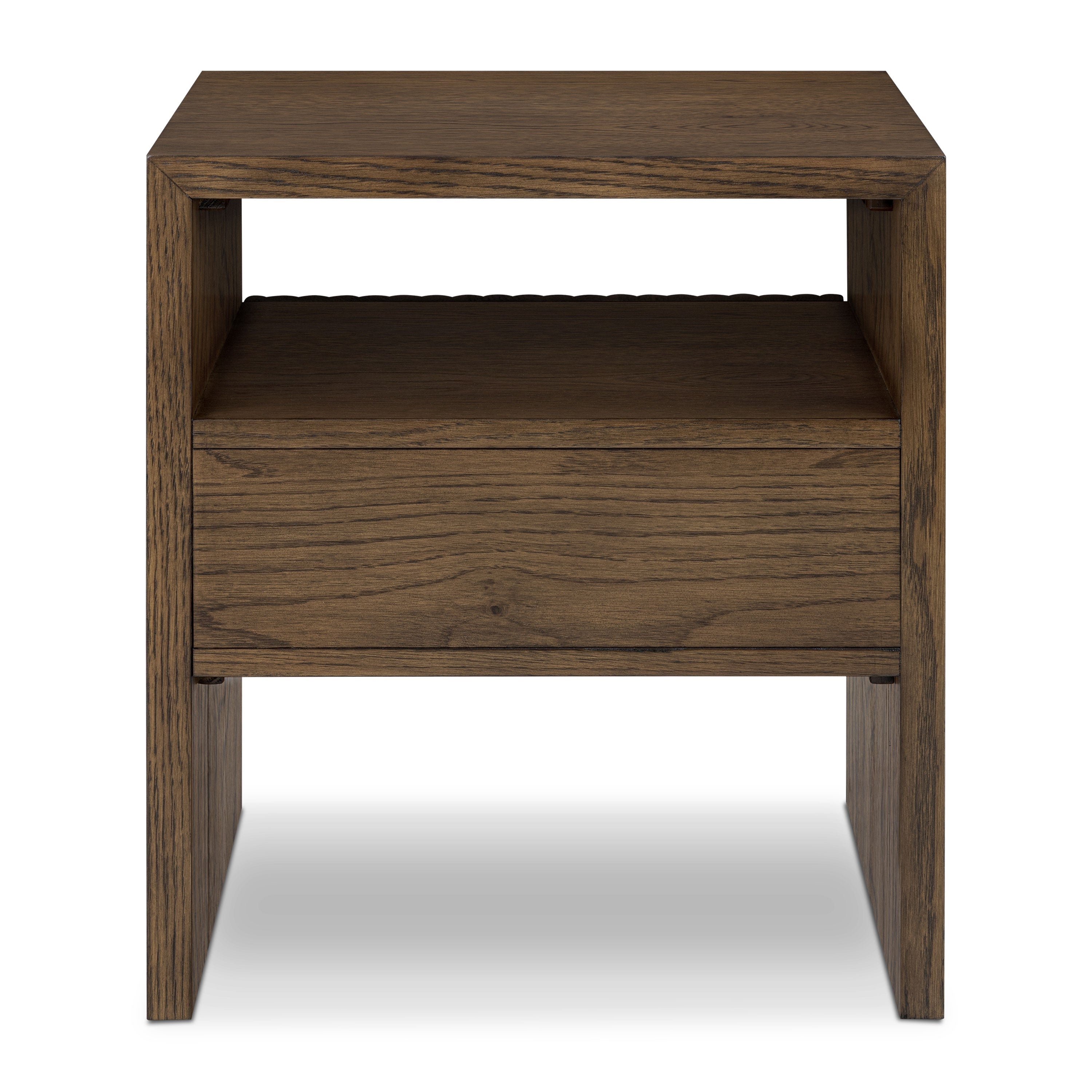 Modern Tundra Brown Nightstand with Solid Oak Frame for Bedroom