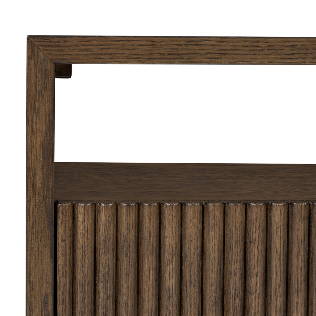 Modern Tundra Brown Nightstand with Solid Oak Frame for Bedroom