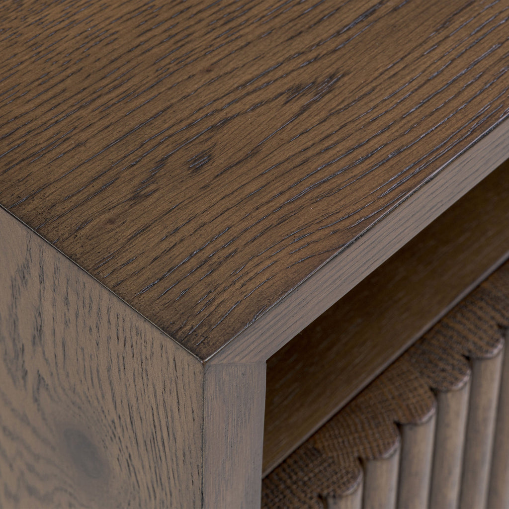 Modern Tundra Brown Nightstand with Solid Oak Frame for Bedroom