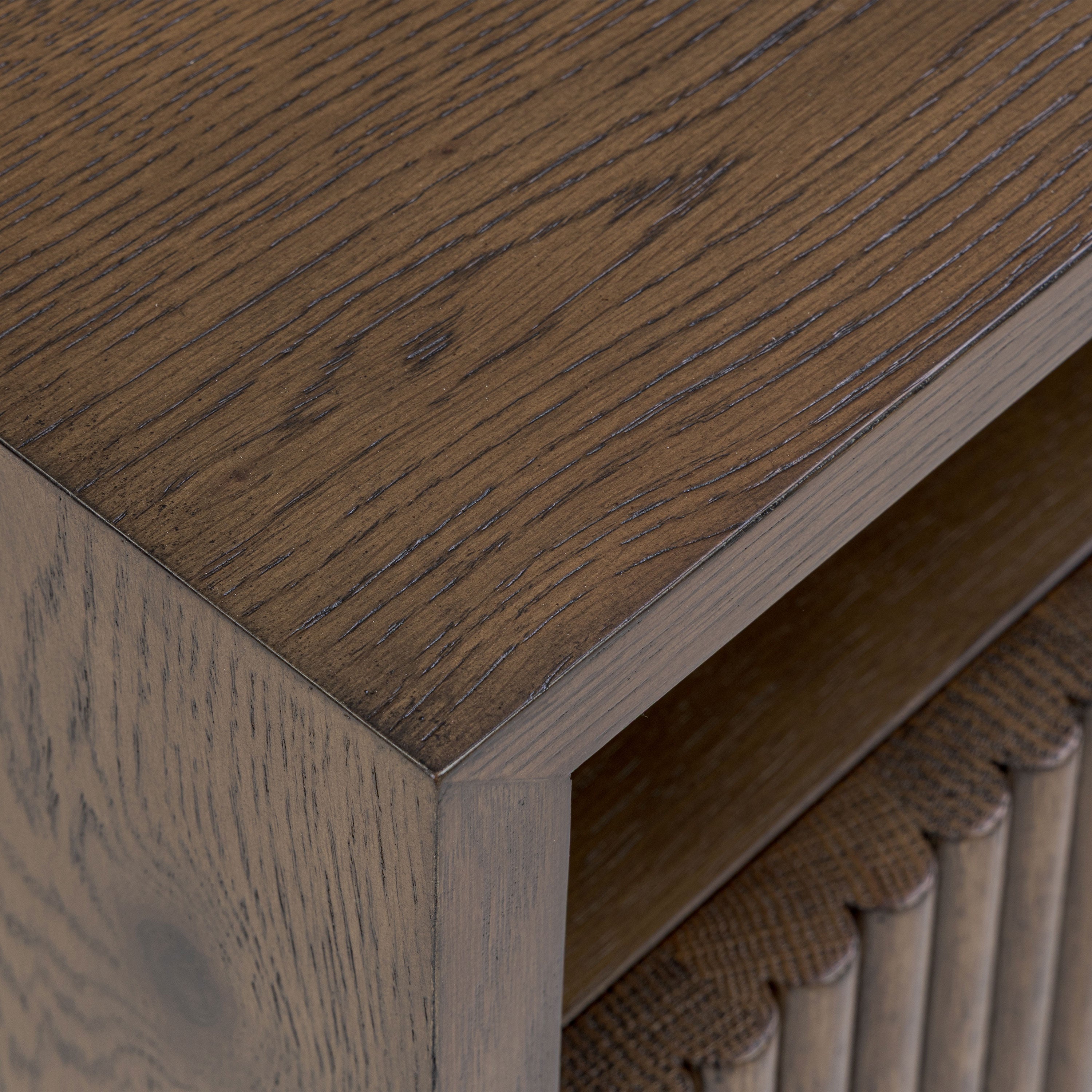 Modern Tundra Brown Nightstand with Solid Oak Frame for Bedroom