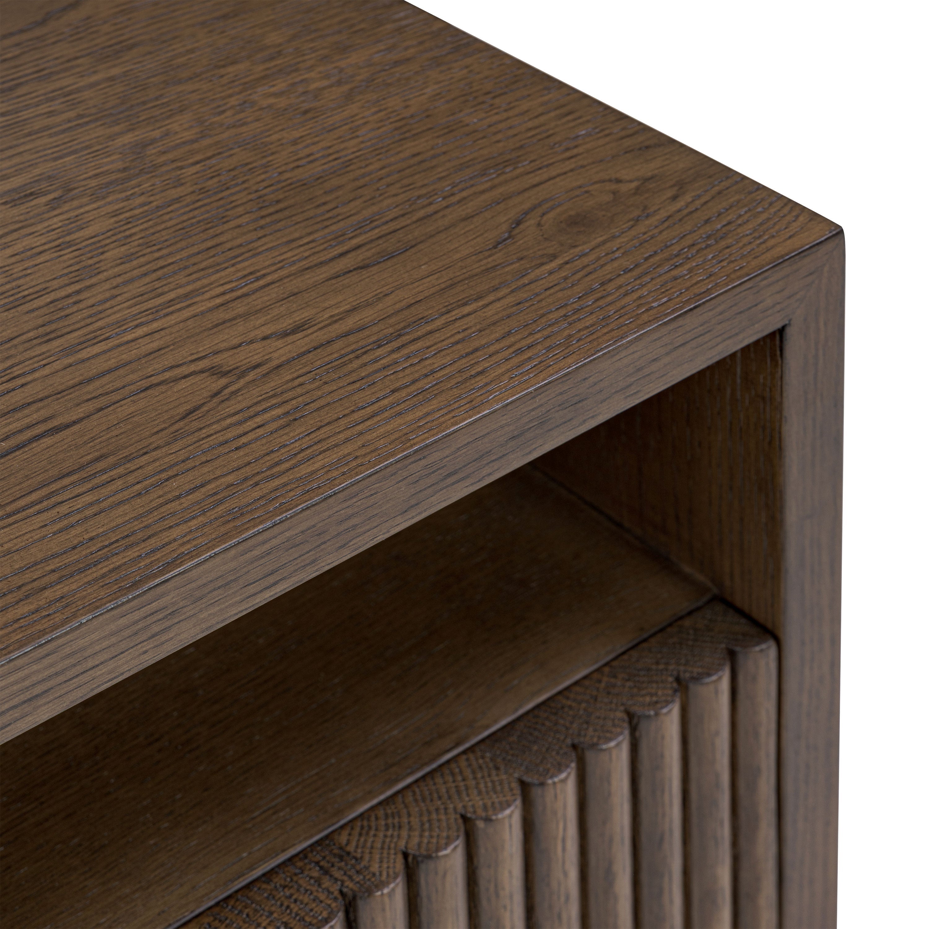 Modern Tundra Brown Nightstand with Solid Oak Frame for Bedroom