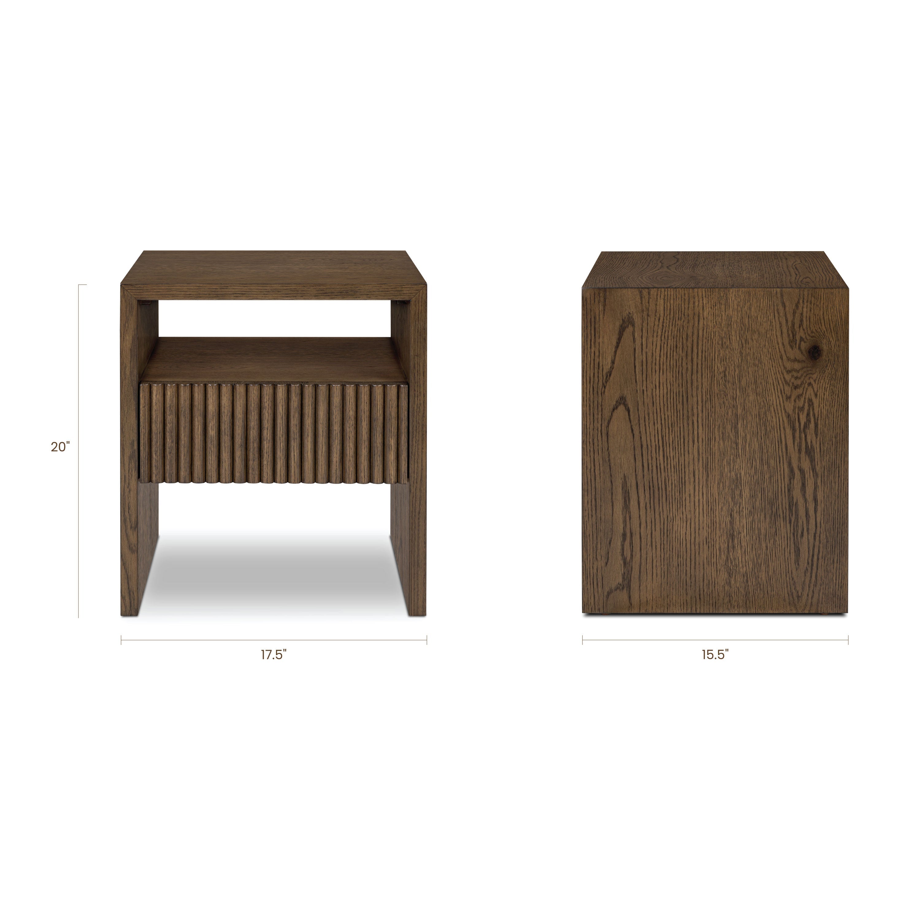 Modern Tundra Brown Nightstand with Solid Oak Frame for Bedroom