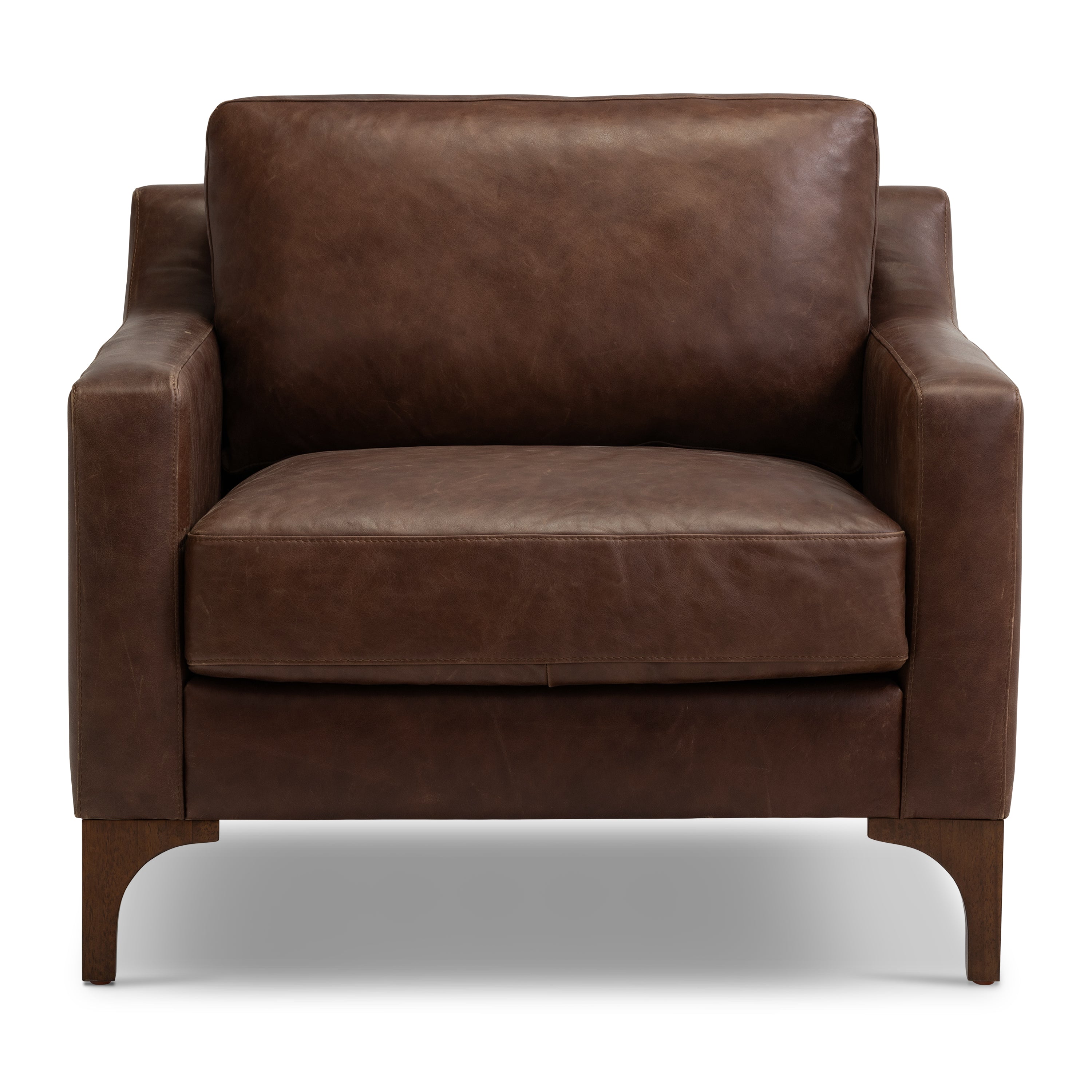 Modern Chocolate Brown Leather Lounge Chair with Kiln-Dried Wood Frame