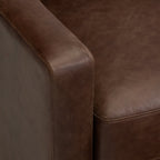 Fauteuil moderne en cuir marron chocolat avec cadre en bois séché au four