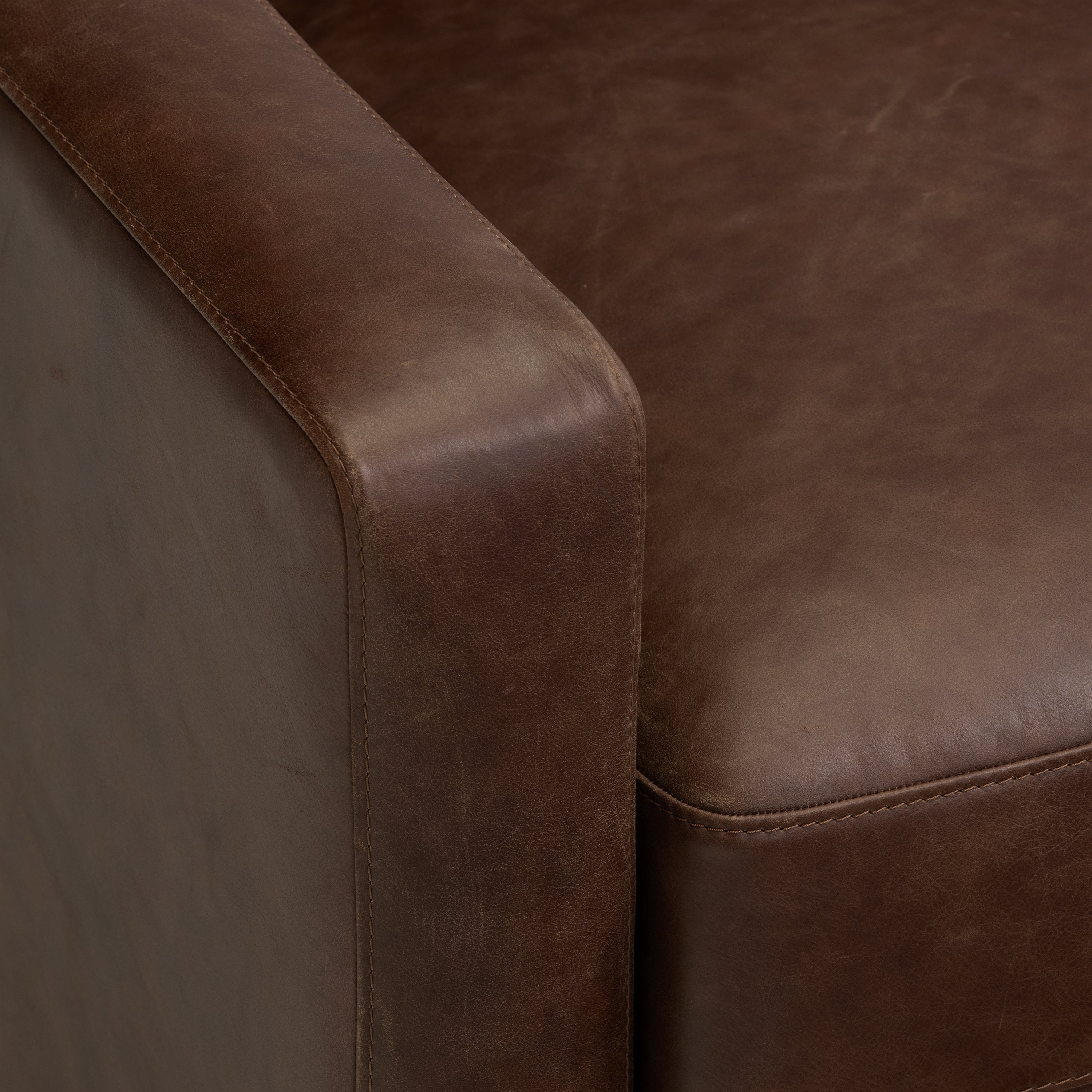 Modern Chocolate Brown Leather Lounge Chair with Kiln-Dried Wood Frame
