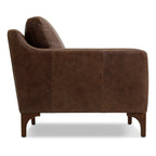 Fauteuil moderne en cuir marron chocolat avec cadre en bois séché au four