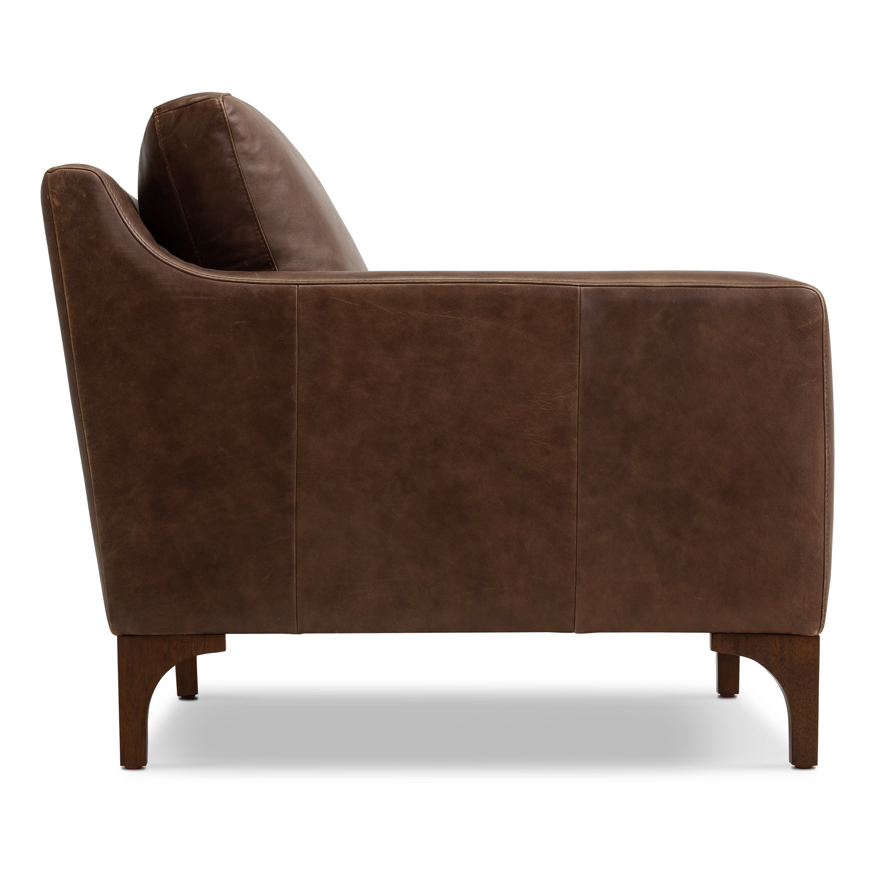 Modern Chocolate Brown Leather Lounge Chair with Kiln-Dried Wood Frame