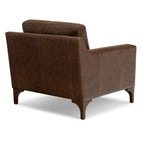 Fauteuil moderne en cuir marron chocolat avec cadre en bois séché au four