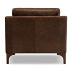 Fauteuil moderne en cuir marron chocolat avec cadre en bois séché au four