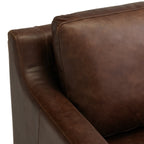 Fauteuil moderne en cuir marron chocolat avec cadre en bois séché au four