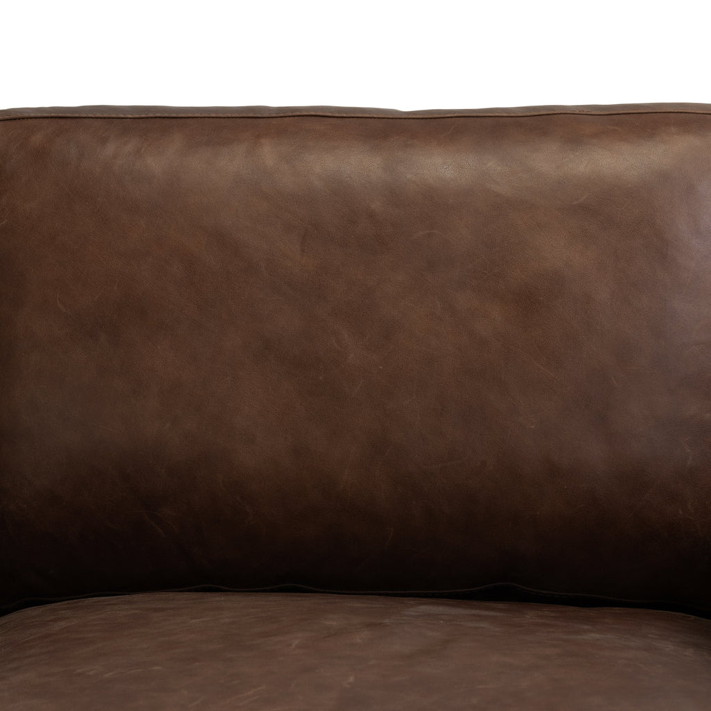 Modern Chocolate Brown Leather Lounge Chair with Kiln-Dried Wood Frame