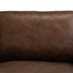 Fauteuil moderne en cuir marron chocolat avec cadre en bois séché au four