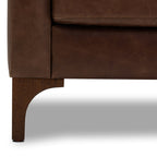 Fauteuil moderne en cuir marron chocolat avec cadre en bois séché au four