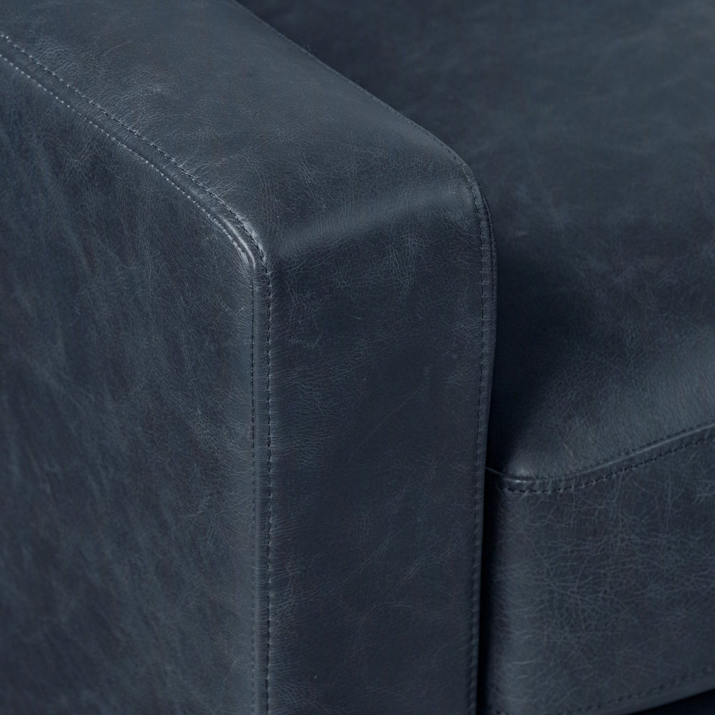 Modern Nightfall Blue Leather Lounge Chair with Kiln-Dried Wood Frame