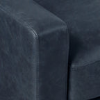 Fauteuil moderne en cuir bleu Nuit avec cadre en bois séché au four