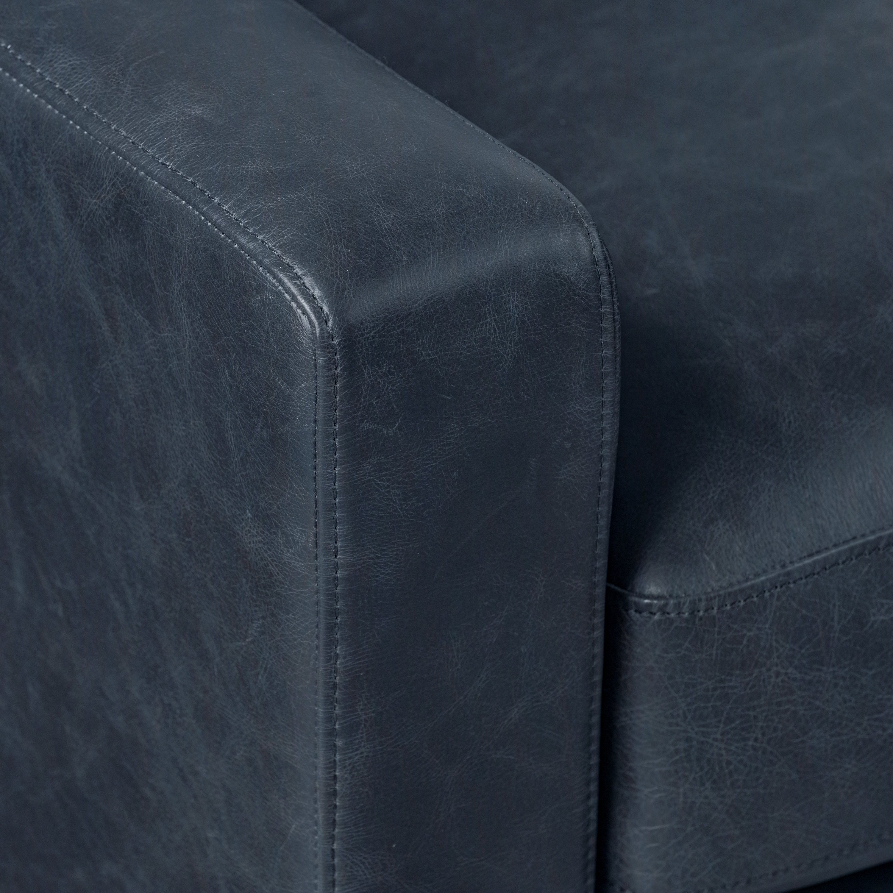 Modern Nightfall Blue Leather Lounge Chair with Kiln-Dried Wood Frame