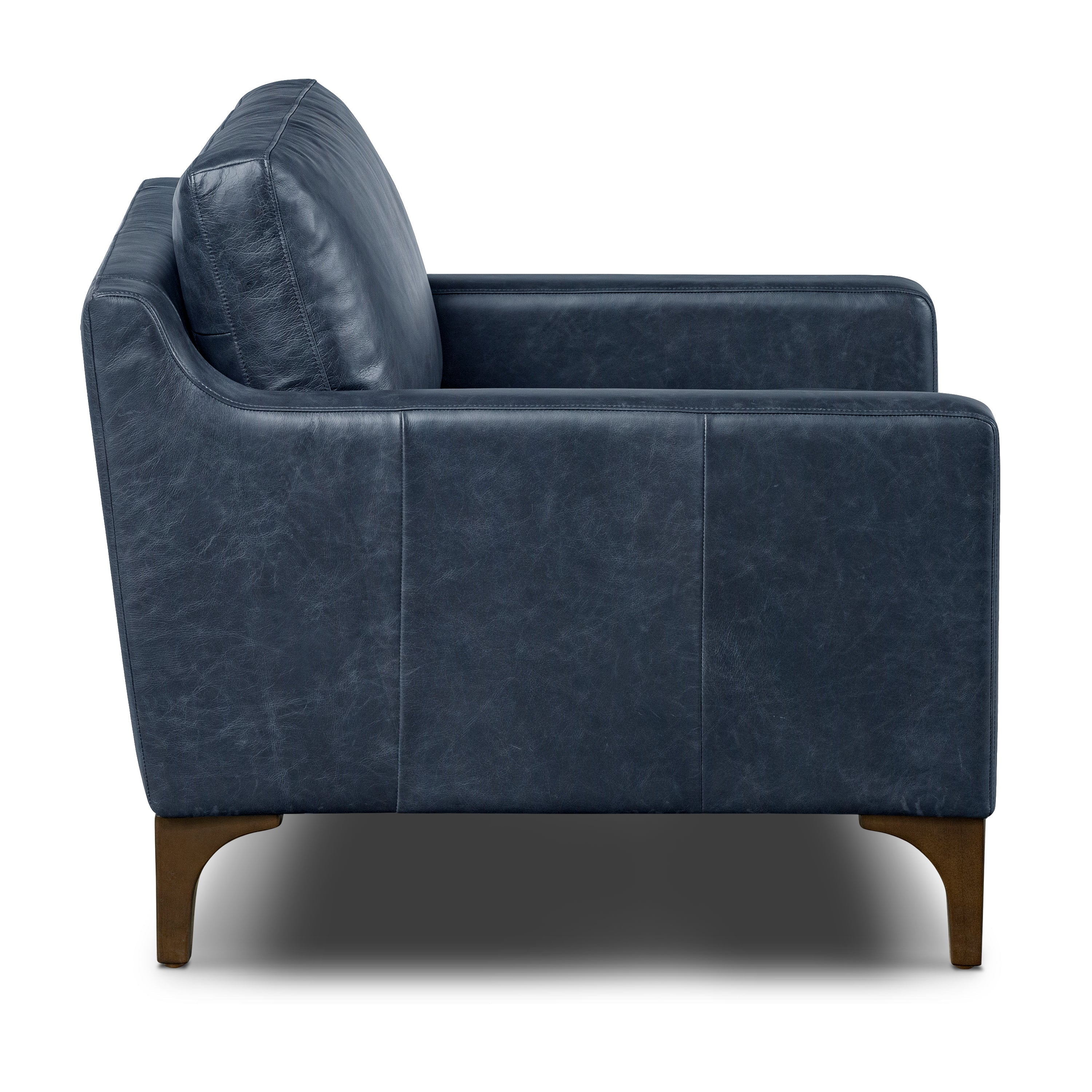 Modern Nightfall Blue Leather Lounge Chair with Kiln-Dried Wood Frame