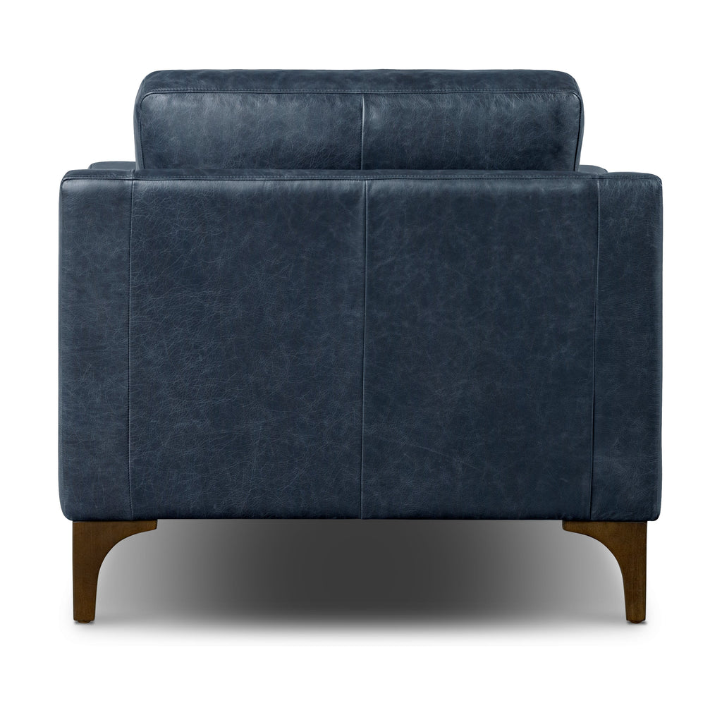 Modern Nightfall Blue Leather Lounge Chair with Kiln-Dried Wood Frame