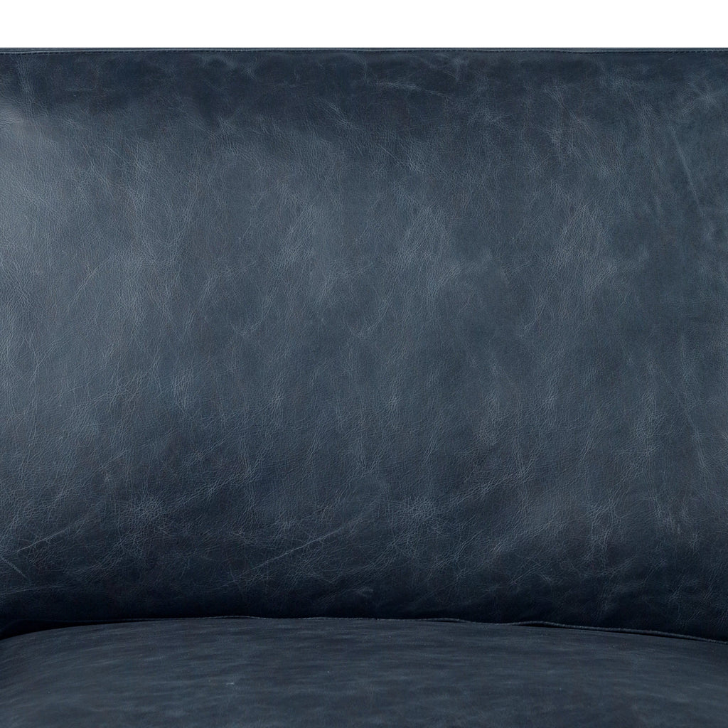 Modern Nightfall Blue Leather Lounge Chair with Kiln-Dried Wood Frame