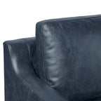Fauteuil moderne en cuir bleu Nuit avec cadre en bois séché au four