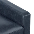 Fauteuil moderne en cuir bleu Nuit avec cadre en bois séché au four