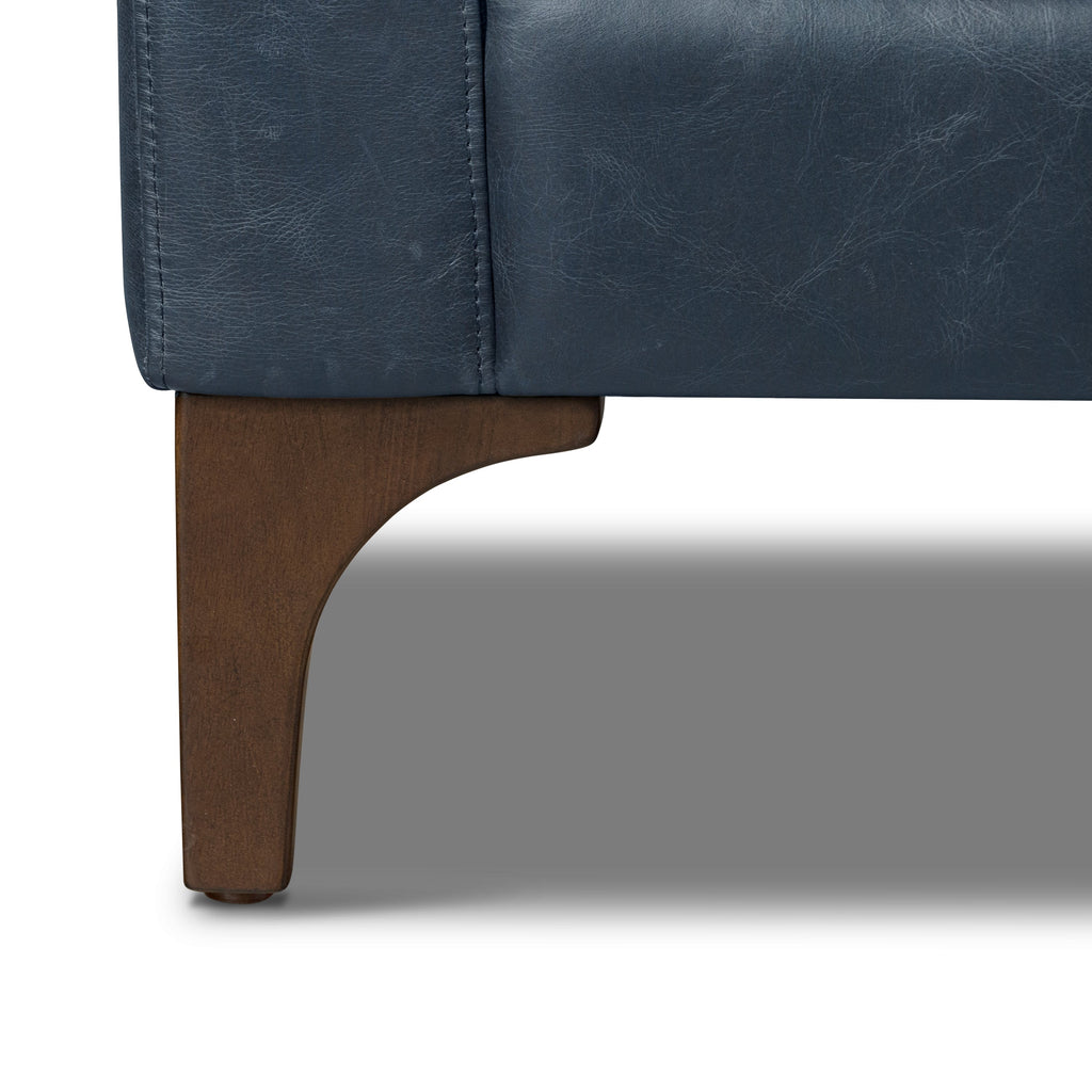 Modern Nightfall Blue Leather Lounge Chair with Kiln-Dried Wood Frame
