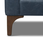 Fauteuil moderne en cuir bleu Nuit avec cadre en bois séché au four