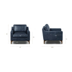 Fauteuil moderne en cuir bleu Nuit avec cadre en bois séché au four