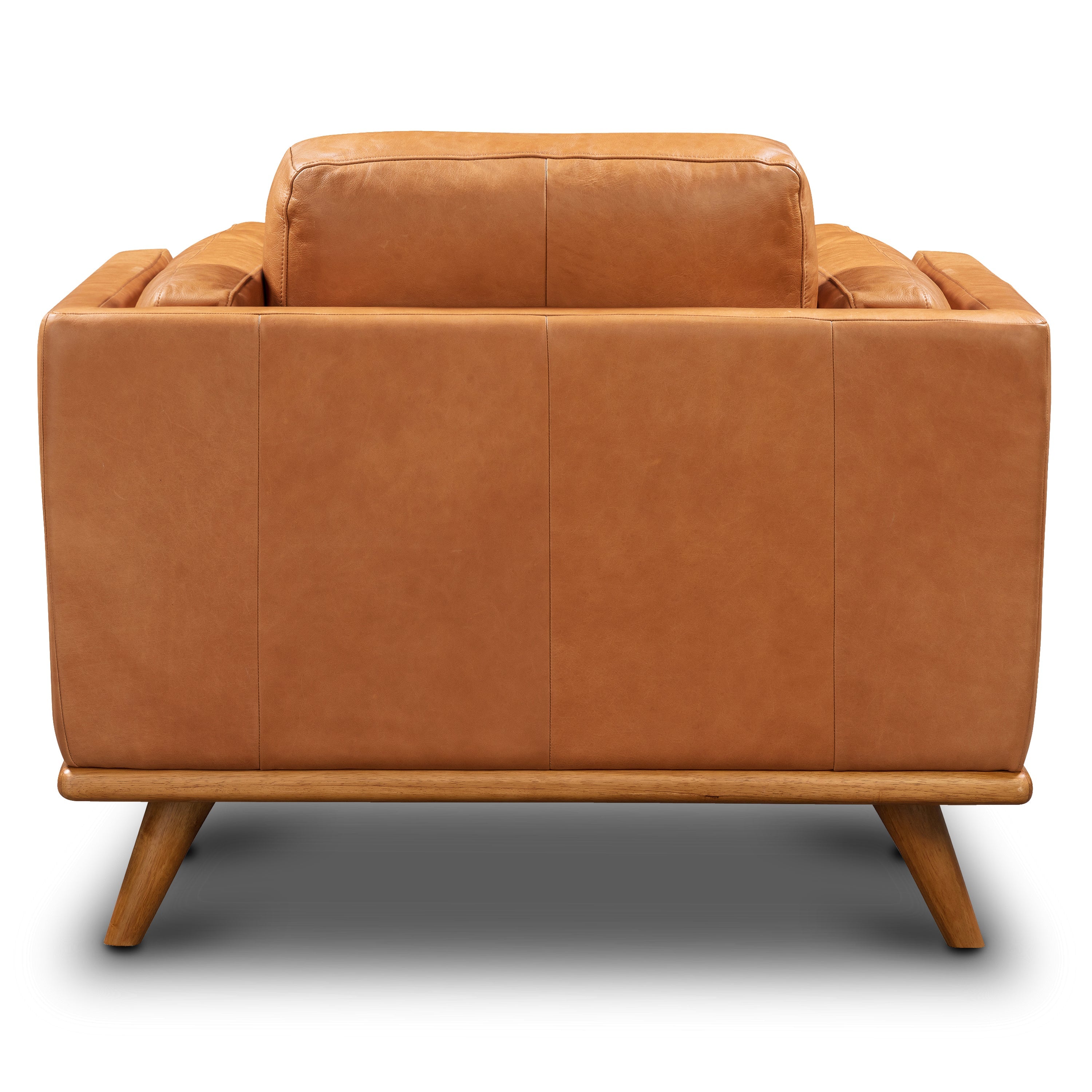 Modern Saddle Tan Leather Lounge Chair with Kiln-Dried Wood Frame