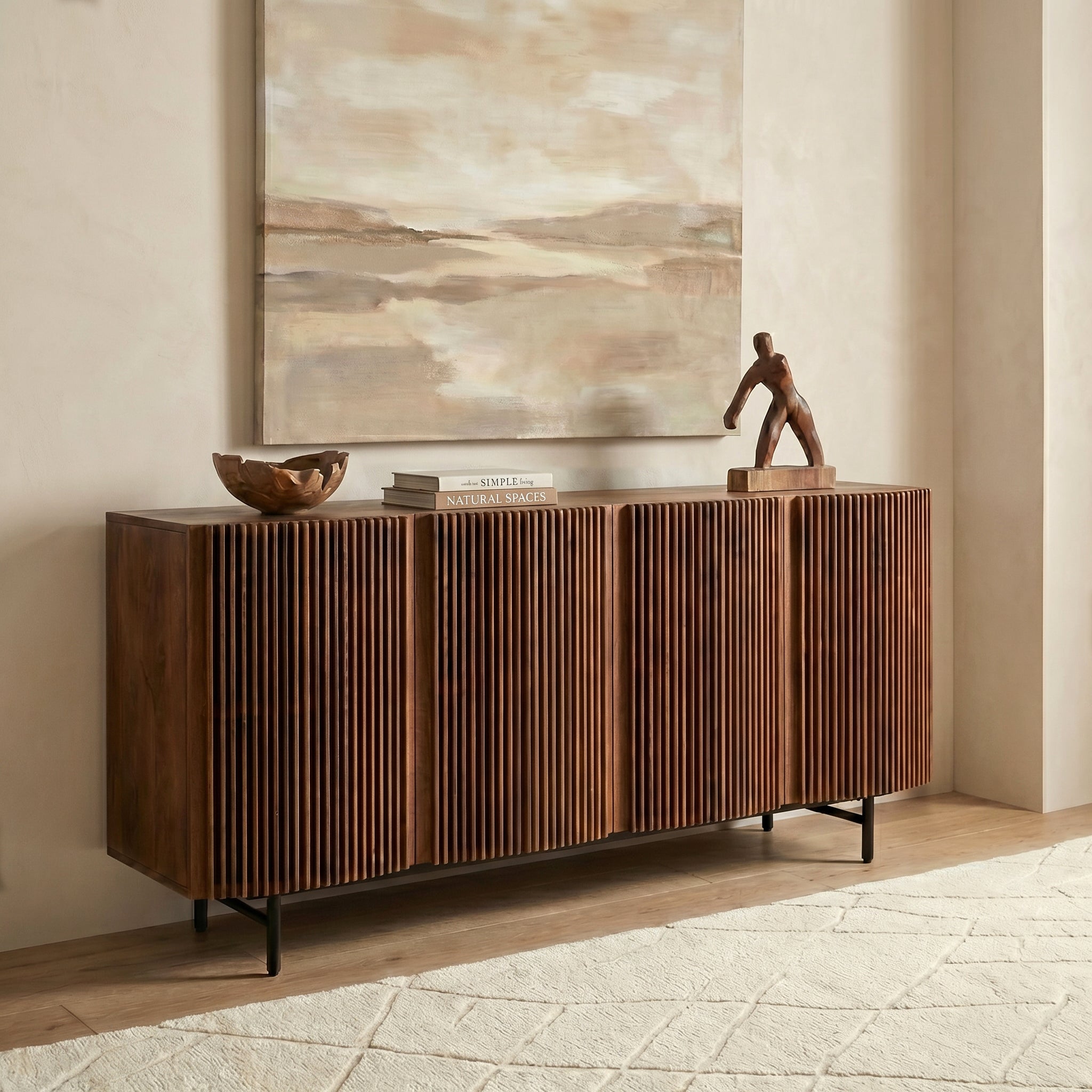 Modern English Walnut Walnut Wood Sideboard with Storage