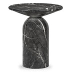 Table d'appoint moderne en marbre noir avec structure résistante aux intempéries