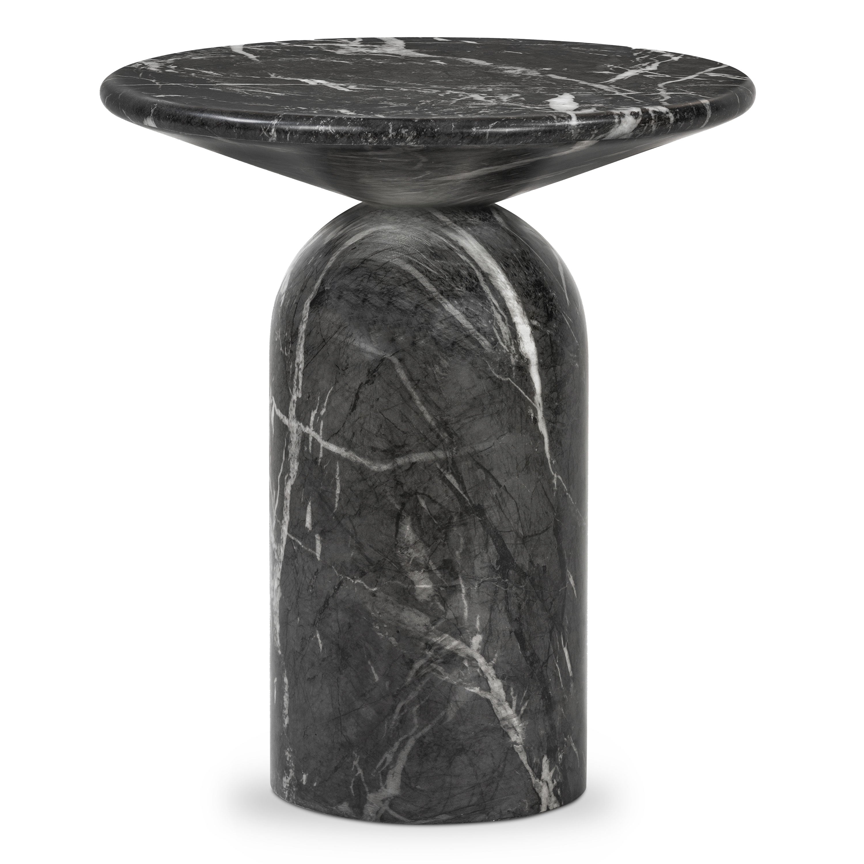 Modern Black Marble Marble End Table with Weather-Resistant Build