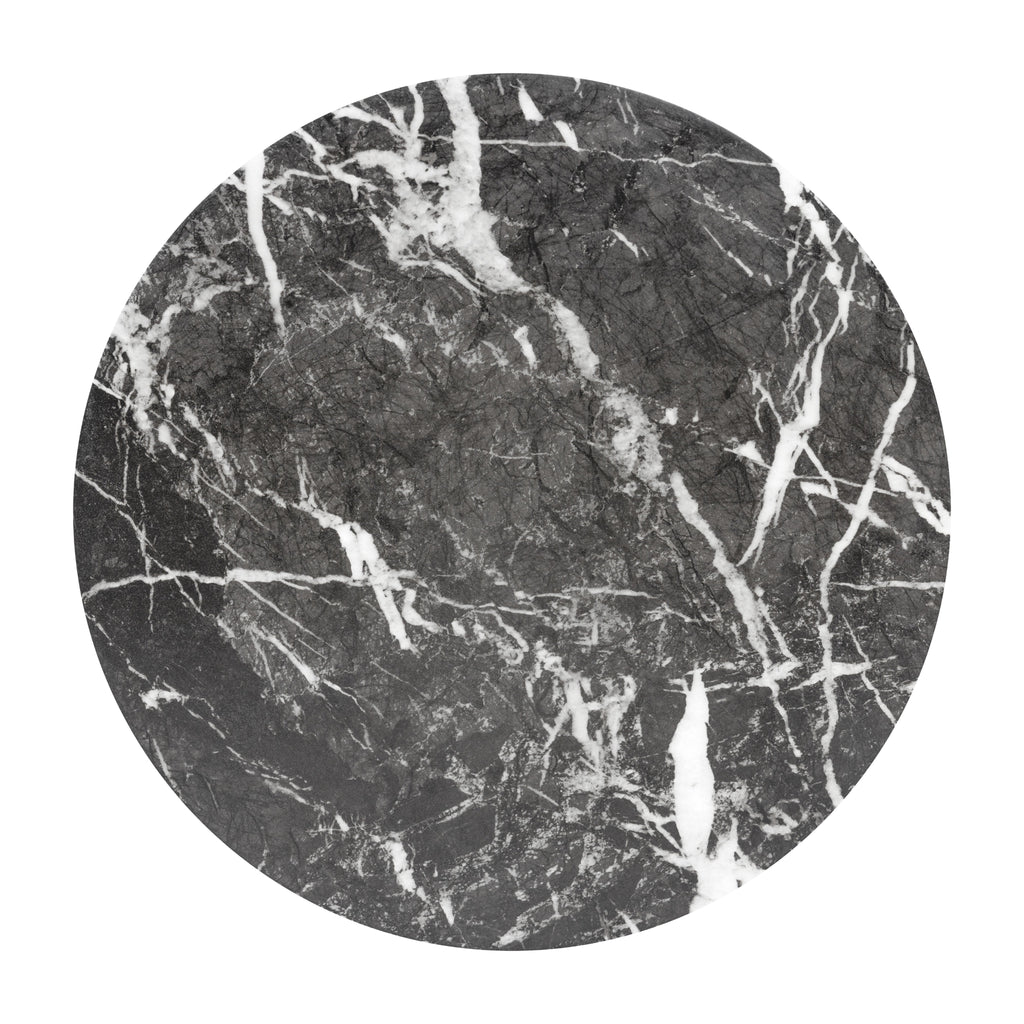 Modern Black Marble Marble End Table with Weather-Resistant Build