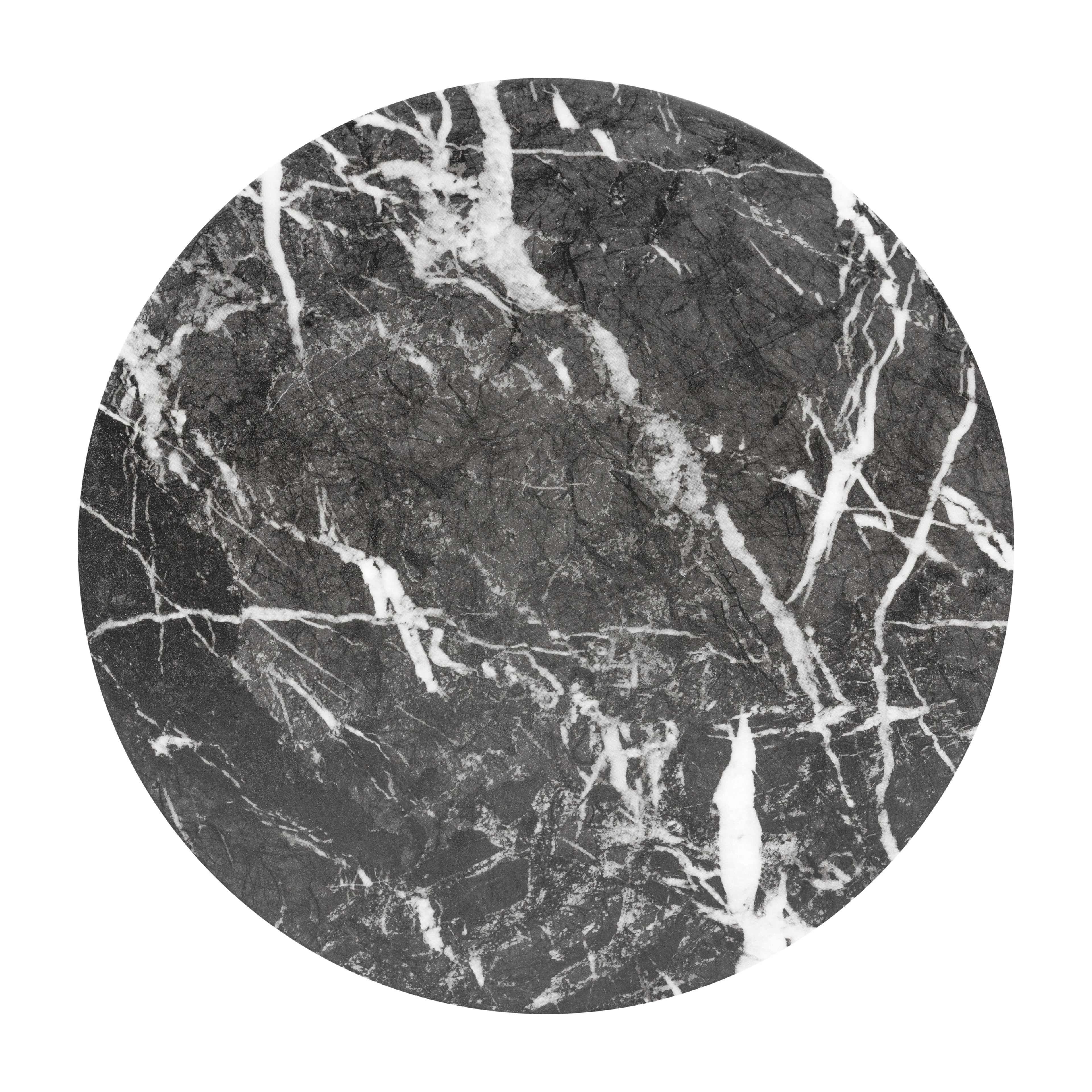 Modern Black Marble Marble End Table with Weather-Resistant Build