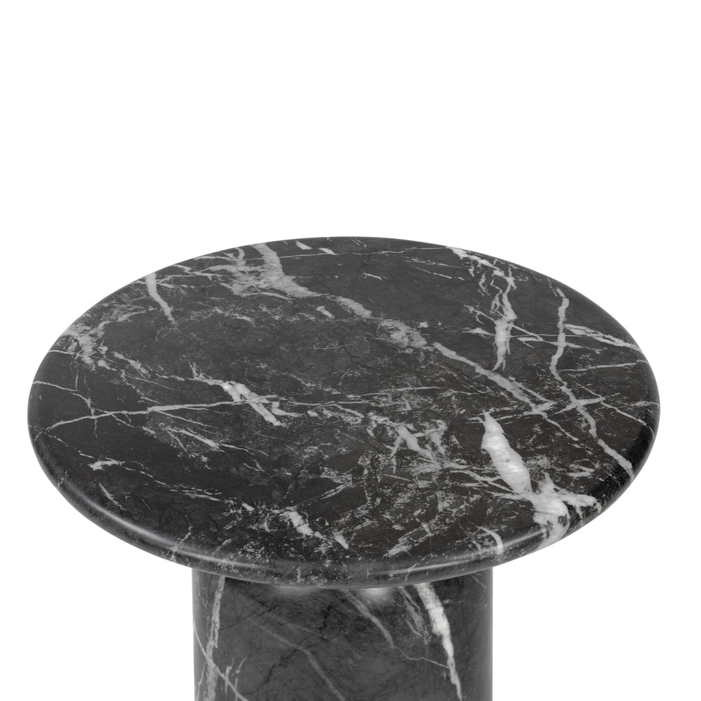 Modern Black Marble Marble End Table with Weather-Resistant Build