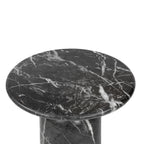 Table d'appoint moderne en marbre noir avec structure résistante aux intempéries
